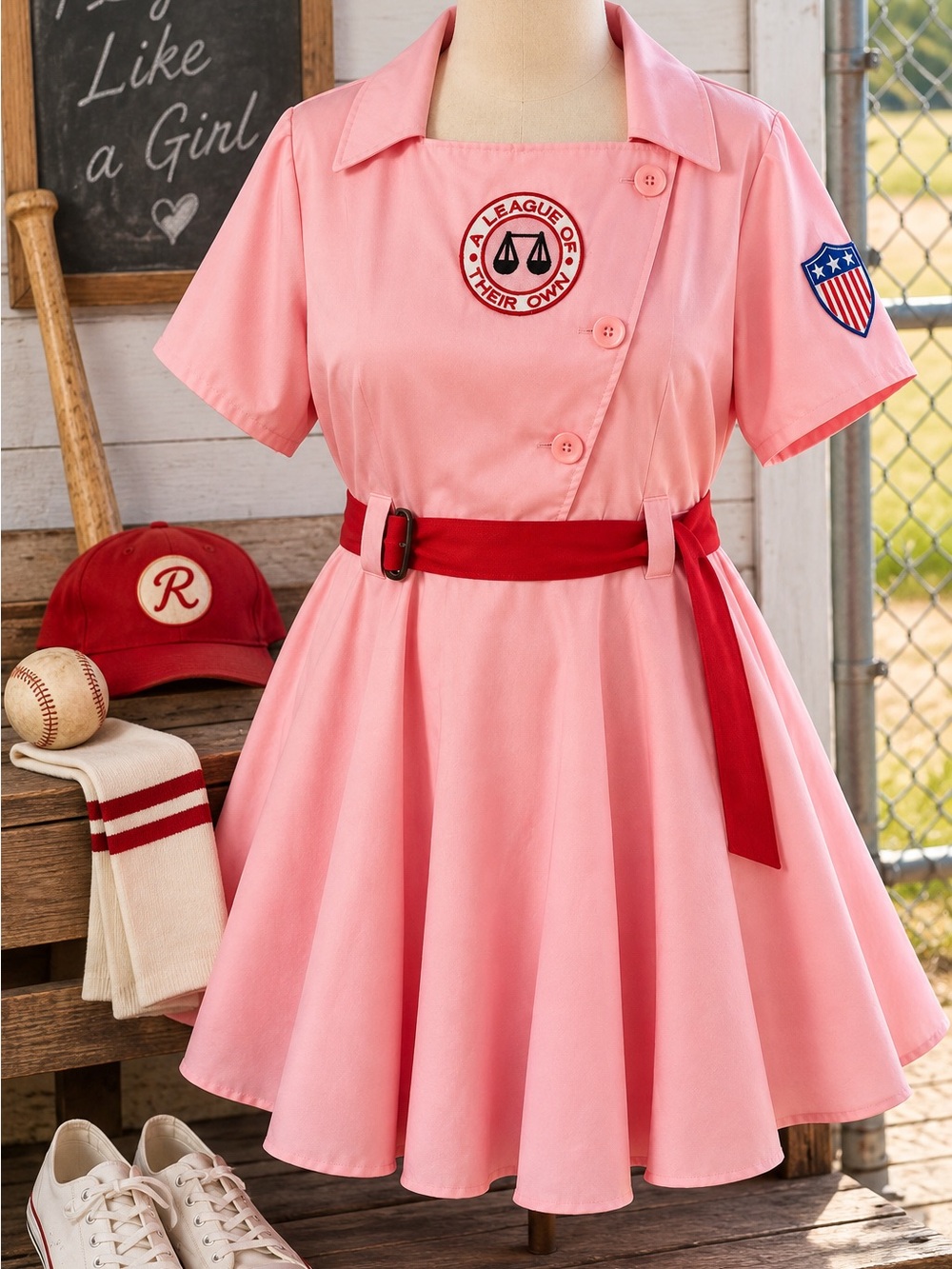 A League of Their Own Dottie Rockford Peaches Costume Dress 7X Plus Size
